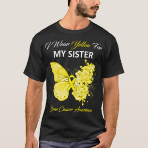 Camiseta Borboleta Eu Visto Amarelo Para Meu Cancer Ósseo I