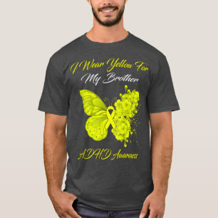 Camiseta Borboleta Eu Visto Amarelo para meu irmão ADHD Awa