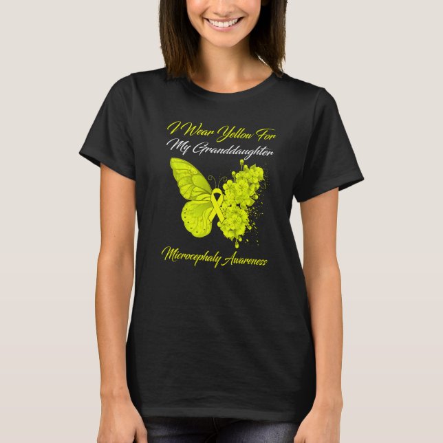 Camiseta Borboleta Eu Visto Amarelo Para Minha Neta Micro (Frente)