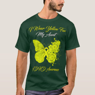 Camiseta Borboleta Eu Visto Amarelo para minha tia Tia TDAH