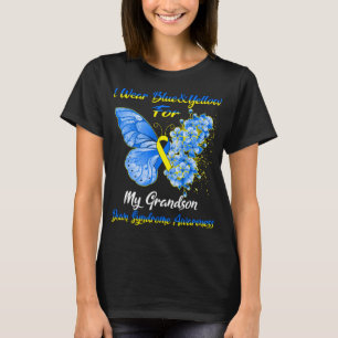 Camiseta Borboleta Eu Visto Azul E Amarelo Para Meu Avô