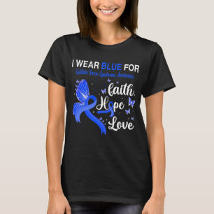 Camiseta Borboleta Eu Visto Azul Para A SÍNDROME DE GUILLAI