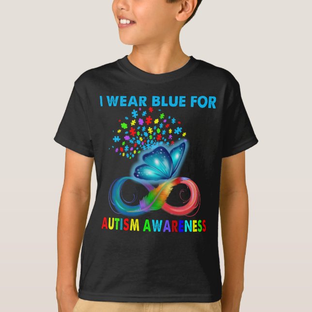 Camiseta Borboleta Eu Visto Azul Para Consciência Autista (Frente)