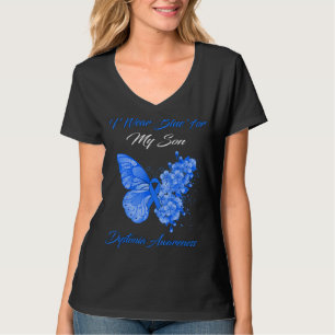 Camiseta Borboleta Eu Visto Azul Para Meu Filho Dystonia Aw