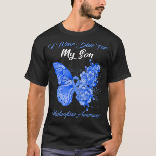 Camiseta Borboleta Eu Visto Azul Para Meu Filho Mastocitose