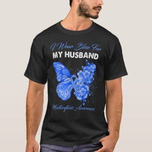 Camiseta Borboleta Eu Visto Azul Para Meu Marido Mastocitos