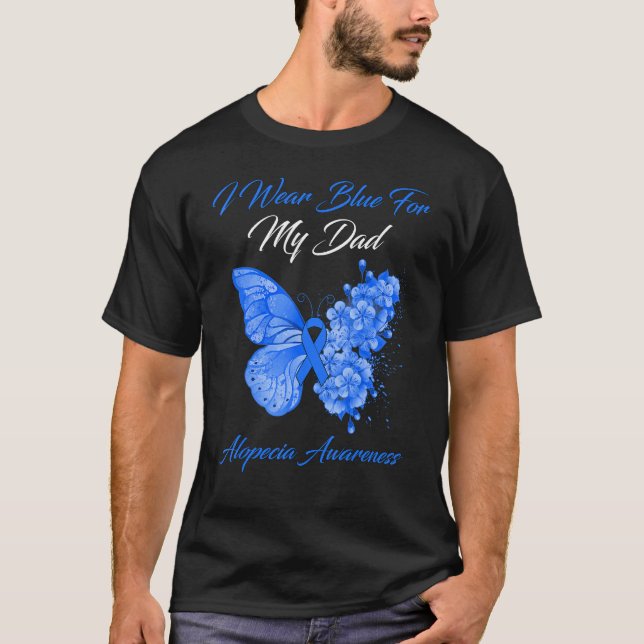 Camiseta Borboleta Eu Visto Azul Para Meu Pai Alopecia Awar (Frente)