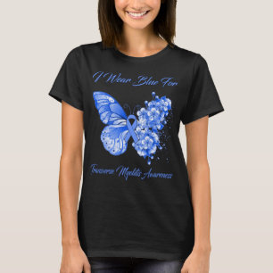 Camiseta Borboleta Eu Visto Azul Para Mielite Transversal
