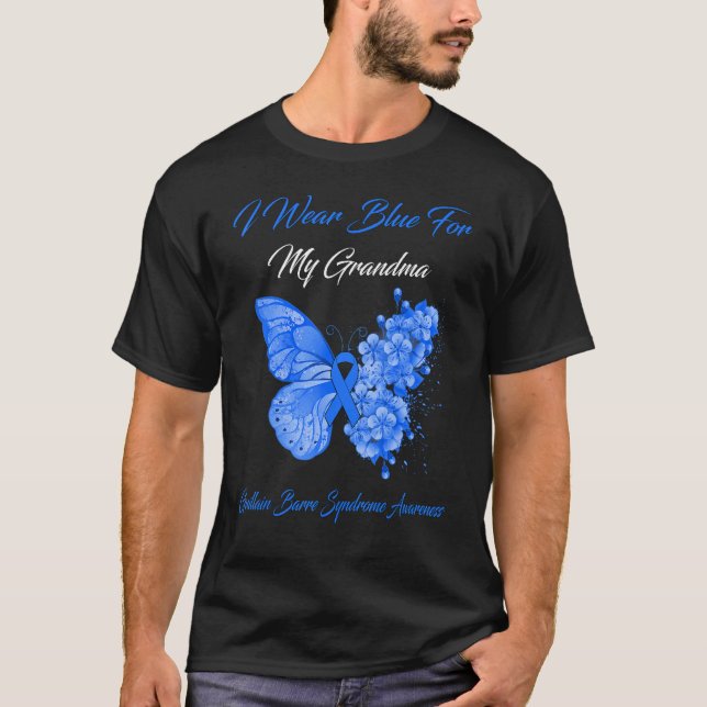 Camiseta Borboleta Eu Visto Azul Para Minha Avó Guillain Ba (Frente)