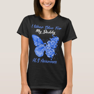 Camiseta Borboleta Eu Visto Azul Para Minha Consciência ALS