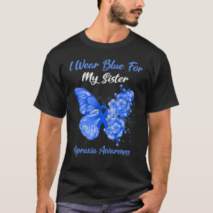Camiseta Borboleta Eu Visto Azul Para Minha Irmã Apraxia Aw