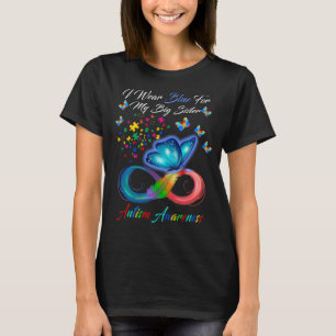 Camiseta Borboleta Eu Visto Azul Para Minha Irmã Grande Aut