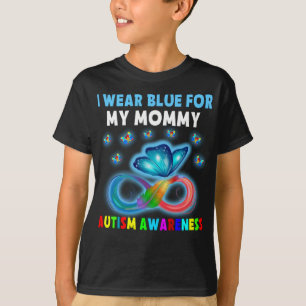 Camiseta Borboleta Eu Visto Azul Para Minha Mãe Consciência