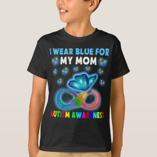 Camiseta Borboleta Eu Visto Azul Para Minha Mãe Consciência