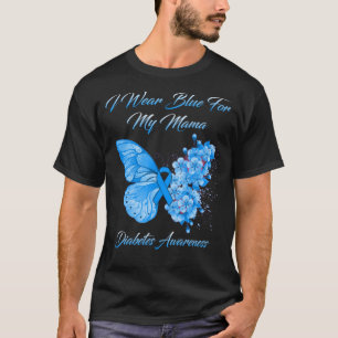 Camiseta Borboleta Eu Visto Azul Para Minha Mãe Diabetes Aw