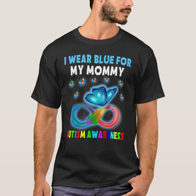 Camiseta Borboleta Eu Visto Azul Para Minha Mamãe Awarenes (Frente)