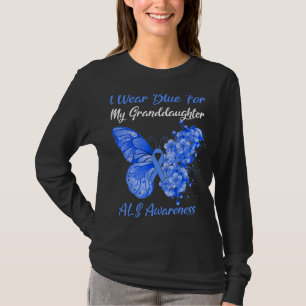 Camiseta Borboleta Eu Visto Azul Para Minha Neta Als Awa
