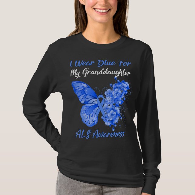 Camiseta Borboleta Eu Visto Azul Para Minha Neta Als Awa (Frente)