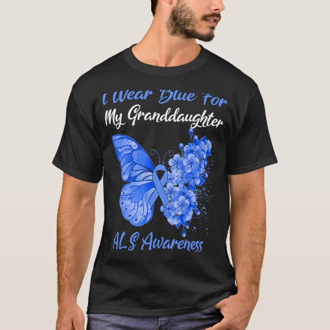 Camiseta Borboleta Eu Visto Azul Para Minha Neta Als Awa (Frente)