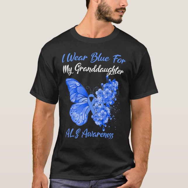 Camiseta Borboleta Eu Visto Azul Para Minha Neta Als Awa (Frente)