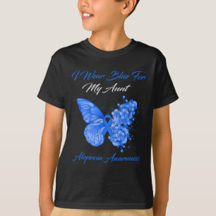 Camiseta Borboleta Eu Visto Azul Para Minha Tia Alopecia Aw