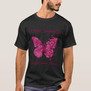 Camiseta Borboleta Eu Visto Borgonha Para Anemia De Células