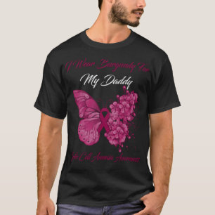 Camiseta Borboleta Eu Visto Borgonha Para Meu Pai Célula Fa