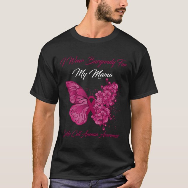 Camiseta Borboleta Eu Visto Borgonha Para Minha Célula Doid (Frente)
