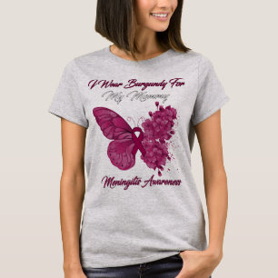 Camiseta Borboleta Eu Visto Borgonha Para Minha Meningite D