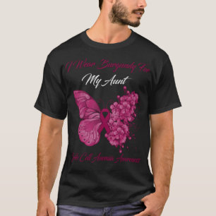Camiseta Borboleta Eu Visto Borgonha Para Minha Tia Célula