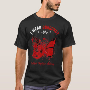 Camiseta Borboleta Eu Visto Borgonha Para Múltiplo Mieloma