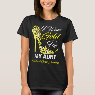 Camiseta Borboleta Eu Visto Dourada Para Minha Tia Cancer D