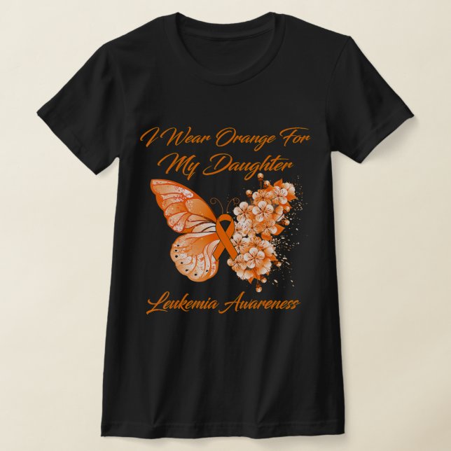 Camiseta Borboleta Eu Visto Laranja Para Minha Filha Leucem (Postura )