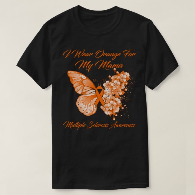 Camiseta Borboleta Eu Visto Laranja Para Minha Mãe Múltipla (Frente do Design)