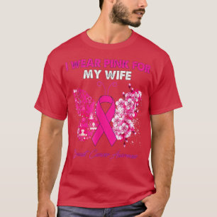 Camiseta Borboleta Eu Visto Rosa Para A Minha Mulher Cancer