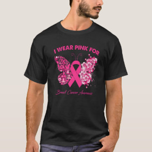 Camiseta Borboleta Eu Visto Rosa Para Sensibilização Do Can