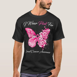 Camiseta Borboleta Eu Visto Rosa Para Sensibilização Do Can