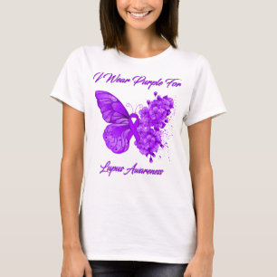 Camiseta Borboleta Eu Visto Roxo Para A Consciência Do Lup