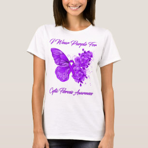 Camiseta Borboleta Eu Visto Roxo Para Fibrose Cística
