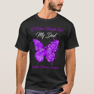Camiseta Borboleta Eu Visto Roxo Para Meu Pai Violen Domést