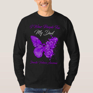 Camiseta Borboleta Eu Visto Roxo Para Meu Pai Violen Domést