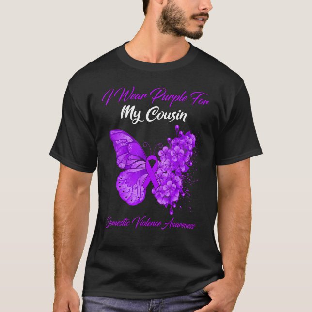 Camiseta Borboleta Eu Visto Roxo Para Meu Primo Vio Domésti (Frente)
