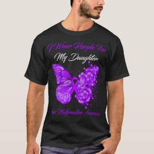 Camiseta Borboleta Eu Visto Roxo Para Minha Filha Chiari Ma