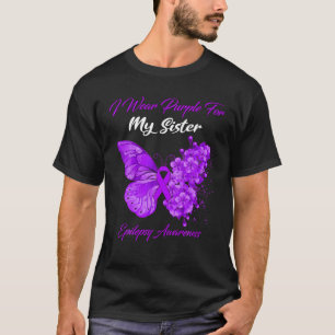 Camiseta Borboleta Eu Visto Roxo Para Minha Irmã Epilepsia 