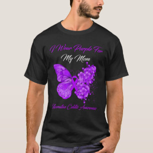 Camiseta Borboleta Eu Visto Roxo Para Minha Mãe Coli Ulcera