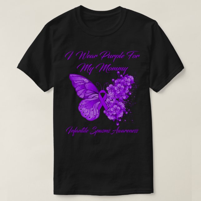 Camiseta Borboleta Eu Visto Roxo Para Minha Mamãe Infantil  (Frente do Design)
