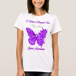Camiseta Borboleta Eu Visto Roxo Para Minha Tia Lupus