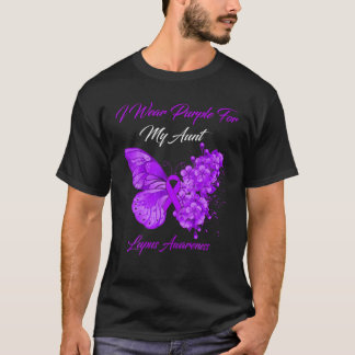 Camiseta Borboleta Eu Visto Roxo Para Minha Tia Lupus Aware