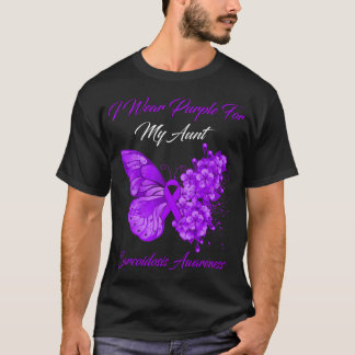 Camiseta Borboleta Eu Visto Roxo Para Minha Tia Sarcoidose