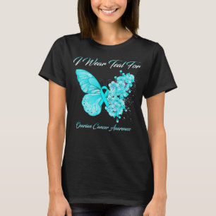 Camiseta Borboleta Eu Visto Teal Para A Consciência Do Cânc